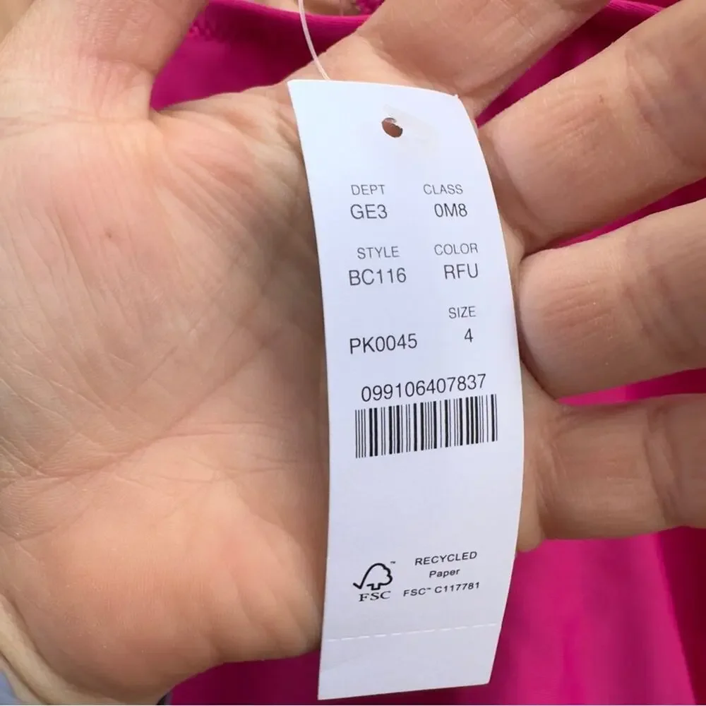 J. Crew | NWT Size 4 Ruched V Neck One Piece Fuchsia Bathing Suit Style BC116